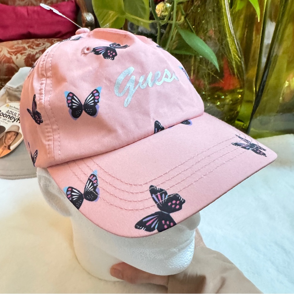 ✅NEW “Guess” Pink Baseball Cap with Butterfly Print